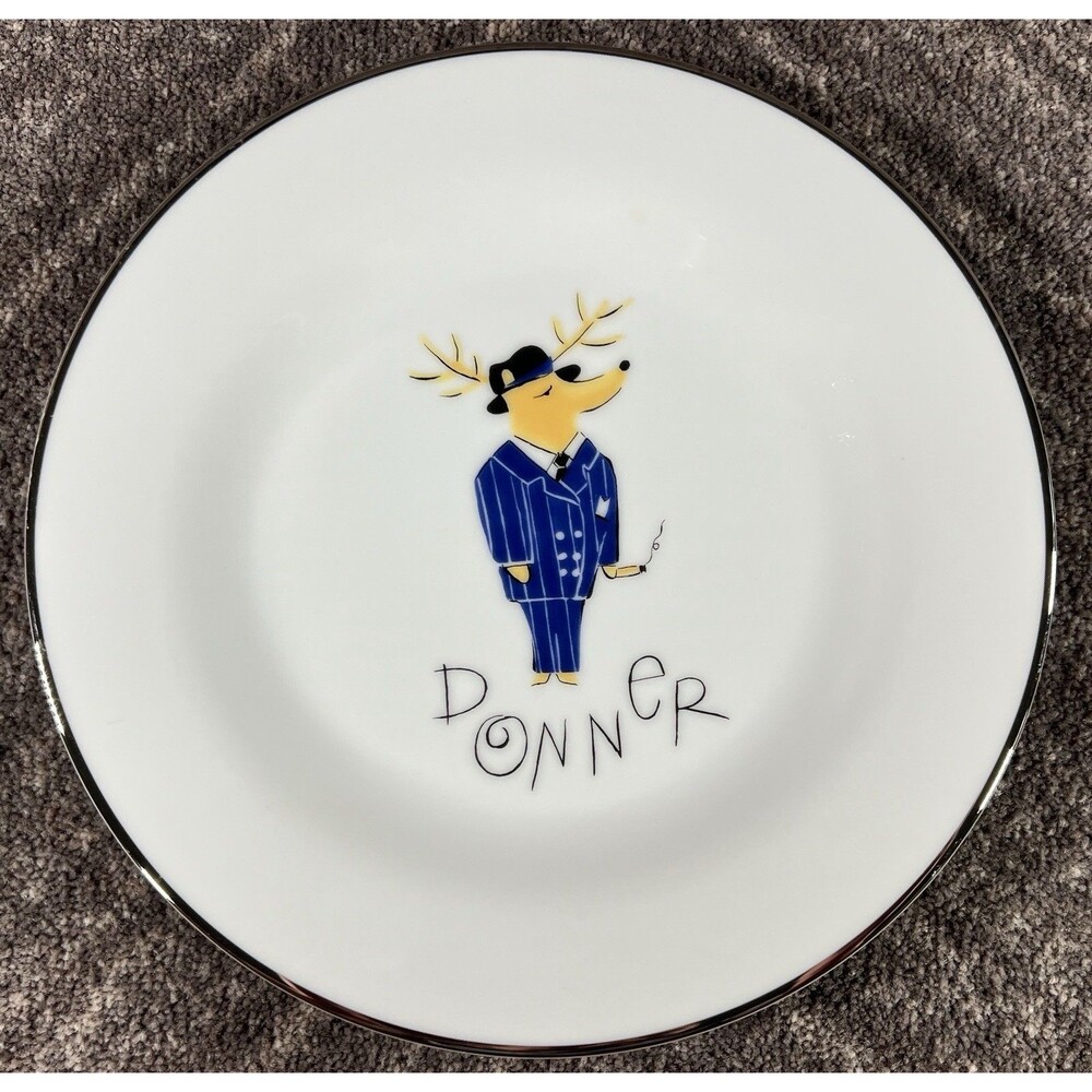 Pottery Barn Reindeer 8.5" Donner Salad Plate Made in Japan